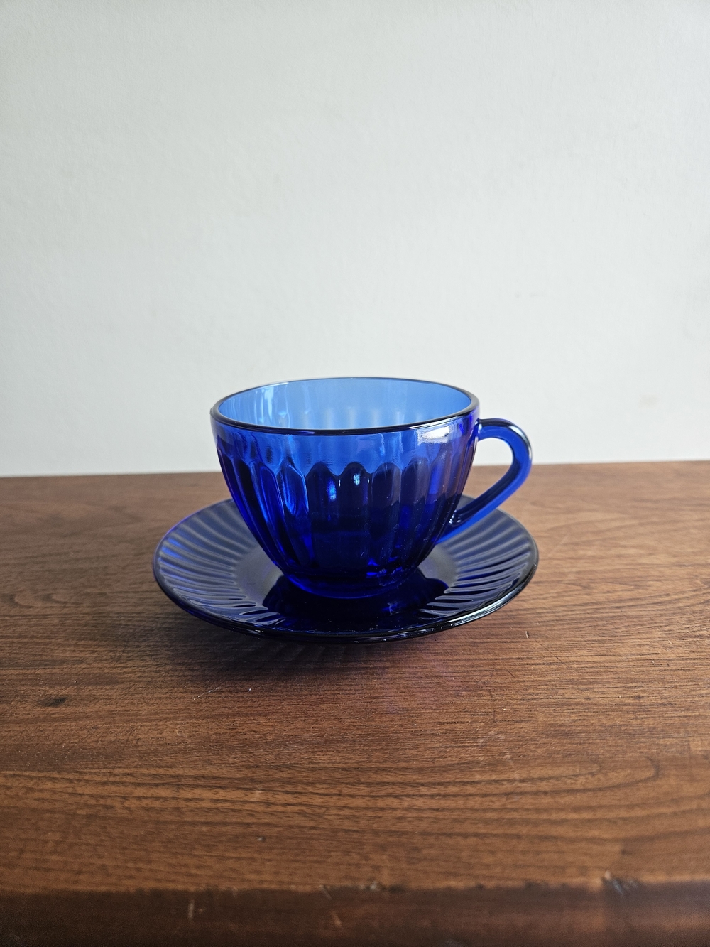 Brazil Cobalt Blue Glass Teacup and‎ Saucer